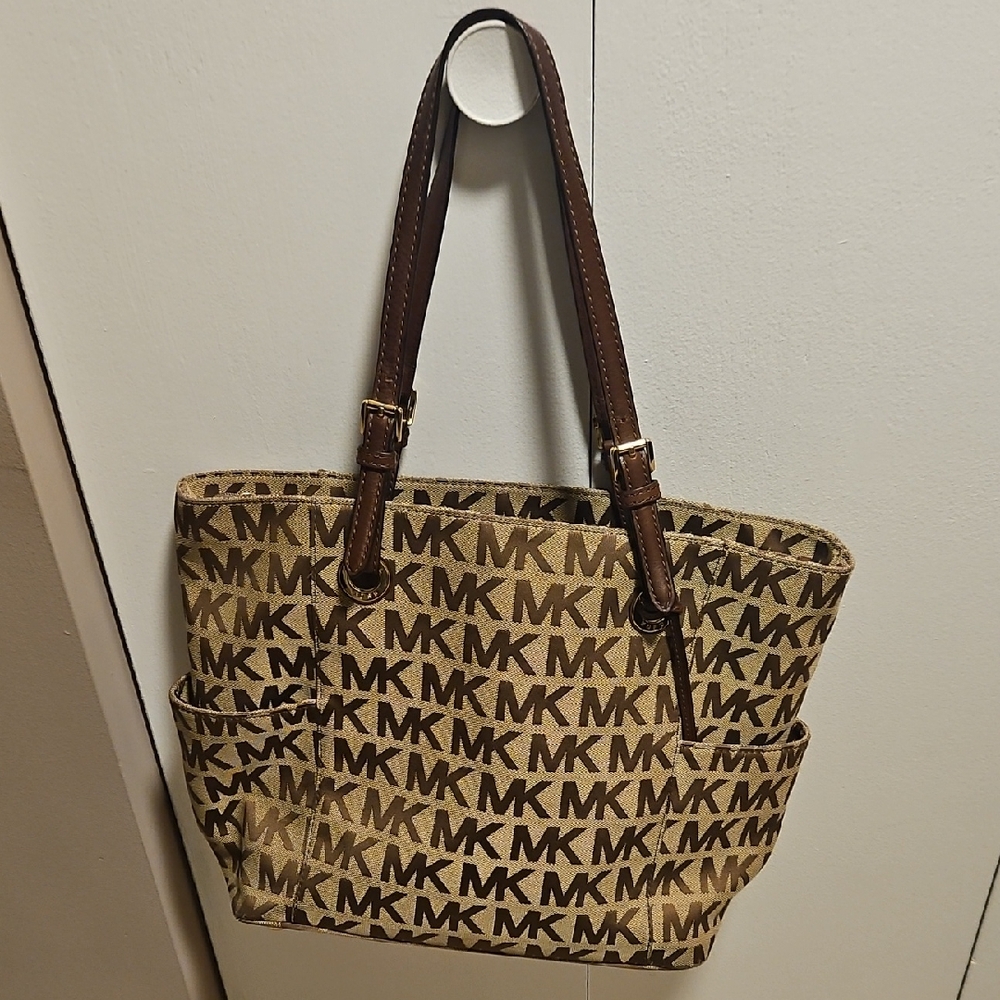 Michael Kors Tan and Brown Logo Tote